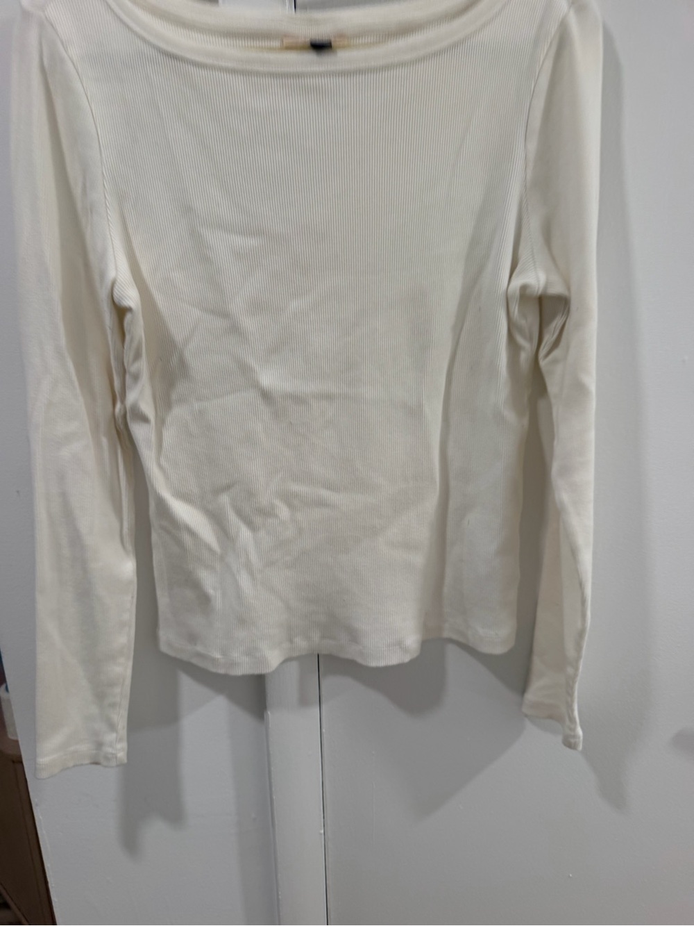 Universal Thread Cream Ribbed Long Sleeve Crewneck Shirt